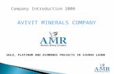 Company Introduction 2008 GOLD, PLATINUM AND DIAMONDS PROJECTS IN SIERRA LEONE AVIVIT MINERALS COMPANY.