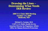 Drawing the Lines – Determining What Needs IRB Review 2009 VA Chair IRB Meeting October 7-8, 2009 Bethesda, MD Michael A. Carome, M.D. CAPT, U.S. Public.