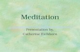 Meditation Presentation by, Catherine Eichhorn. Meditation §A self-directed practice for relaxing the body and calming the mind. §Origins in Eastern religious.