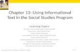Chapter 13- Using Informational Text in the Social Studies Program Learning Topics The Role of Non-fiction Text in Social Studies Structure in Informational.