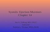 Systolic Ejection Murmurs Chapter 14 Are G. Talking, MD, FACC Instructor Patricia L. Thomas, MBA, RCIS.