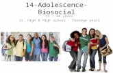 14-Adolescence-Biosocial 11 – 18 years Jr. High & High school - Teenage years.