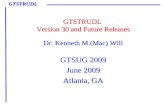 GTSTRUDL GTSTRUDL Version 30 and Future Releases Dr. Kenneth M.(Mac) Will GTSUG 2009 June 2009 Atlanta, GA.