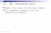 1 ISE 311 - Ch. 30 Ch. 30: Standard Data Means the reuse of previous times. For example, predict cost of automotive repairs.