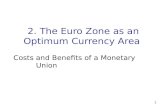 1 2. The Euro Zone as an Optimum Currency Area Costs and Benefits of a Monetary Union.