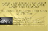 Global Food Crisis: From Urgent Short-term Responses to Viable Longer-Term Solutions Presentation to the Kennedy School Spring Exercise April 23, 2009.