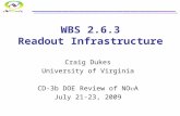 WBS 2.6.3 Readout Infrastructure Craig Dukes University of Virginia CD-3b DOE Review of NO  A July 21-23, 2009.