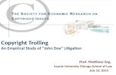 Copyright Trolling An Empirical Study of “John Doe” Litigation Prof. Matthew Sag, Loyola University Chicago School of Law July 10, 2014.