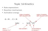 Topic 16 Kinetics Rate expressions Reaction mechanism Activation energy A + B → C + D.