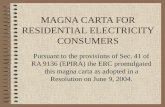 MAGNA CARTA FOR RESIDENTIAL ELECTRICITY CONSUMERS
