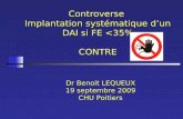 Controverse Implantation systématique dun DAI si FE
