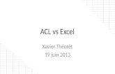 ACL vs Excel Xavier Théorêt 19 juin 2013. Xavier Théorêt…