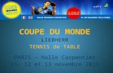COUPE DU MONDE LIEBHERR TENNIS de TABLE PARIS – Halle Carpentier 11, 12 et 13 novembre 2011.