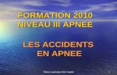 Thierry Lamboley GUC Apnée1 FORMATION 2010 NIVEAU III APNEE LES ACCIDENTS EN APNEE EN APNEE.