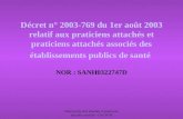 Statut praticiens attachés et praticiens attachés associés - Doc M M Décret n° 2003-769 du 1er août 2003 relatif aux praticiens attachés et praticiens.