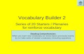 Vocabulary Builder 2 Series of 20 Starters / Plenaries for reinforce vocabulary Reading Comprehension: When you learn new vocabulary (or revise topics.