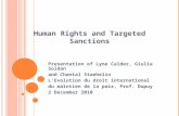 Human Rights and Targeted Sanctions Presentation of Lyne Calder, Giulia Soldan and Chantal Staehelin LEvolution du droit international du maintien de la.