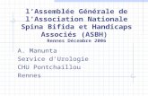 L’Assemblée Générale de l’Association Nationale Spina Bifida et Handicaps Associés (ASBH) Rennes Décembre 2006 A. Manunta Service d’Urologie CHU Pontchaillou.
