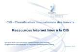 CIB - Classification internationale des brevets Ressources Internet liées à la CIB Ressources Internet liées à la CIB Octobre 2014 Section de la classification.