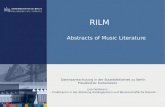 RILM Abstracts of Music Literature Datenbankschulung in der Staatsbibliothek zu Berlin Preußischer Kulturbesitz Lisa Goldmann - Praktikantin in der Abteilung.