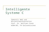 Intelligente Systeme C Semantic Web und Wissensrepräsentation Prof. Dr. Wolfram Conen WS04/05, FH Gelsenkirchen.