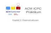 ACM ICPC Praktikum Kapitel 2: Datenstrukturen. Übersicht Stacks Queues Dictionaries Priority Queues Mengen.