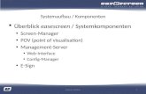 Systemaufbau / Komponenten Überblick easescreen / Systemkomponenten Screen-Manager POV (point of visualisation) Management-Server Web-Interface Config-Manager.