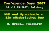 Conference Days 2007 16.-18.03.2007, Salzburg H. Drexel, Feldkirch KHK und Hypertonie – Ein mörderisches Duo.