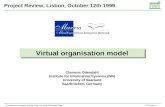 © Institute for Information Systems (IWi), University of Saarland 1999 1 EC Review Project Review, Lisbon, October 12th 1999 Virtual organisation model.
