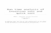 Run Time Analysis of Insertion Sort and Quick Sort