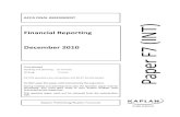 F7 Financial Reporting - INT Final Mock December 2010 by KAPLAN Publishing