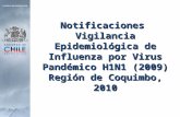 Notificaciones Vigilancia Epidemiológica de Influenza por Virus Pandémico H1N1 (2009) Región de Coquimbo, 2010.