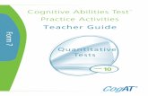 CogAT 7 Practice Activities Teacher Guide - Level 10 Quantitative Tests