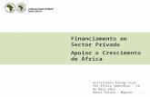 Financiamento ao Sector Privado Apoiar o Crescimento de África Sustainable Energy Fund for Africa Seminário - 14 de Maio 2012 Hotel Polana - Maputo 1.