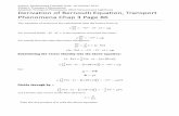 Derivation of Bernoulli Equation