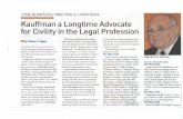Kauffman a Longtime Advocate for Civility in the Legal Profession
