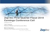 Zep Inc. First Quarter Fiscal 2014 Earnings Conference Call