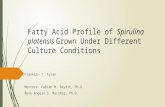 Fatty Acid Profile of Spirulina platensis Grown in Different Culture Conditions