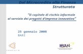 Dal Microcredito alla Finanza Strutturata Il capitale di rischio informale al servizio dei progetti dimpresa innovativa 25 gennaio 2008 BARI.