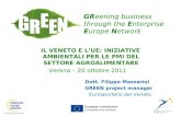 Dott. Filippo Mazzariol GREEN project manager Eurosportello del Veneto European Commission Enterprise and Industry GReening business through the Enterprise.