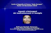 Corte dAppello di Roma Aula Europa Roma 10 Novembre 2010 Aspetti criminogeni dei maltrattamenti in famiglia Dott.ssa Daniela Veneruso Psicologo Clinico-Psicodiagnosta-Criminologo.