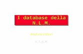 I database della N.L.M. Andrea Valori. NLM Databases *DIRLINE *MEDLINE plus *History of Medicine *Population Information.