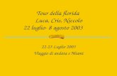 Tour della florida Luca, Cris, Niccolo 22 luglio- 8 agosto 2003 22-23 Luglio 2003 Viaggio di andata e Miami.