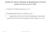 Lecture notes on scope of total income and  residental status under income tax act 1961