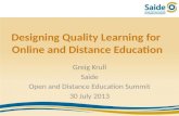 Designing Quality Learning for Online and Distance Education