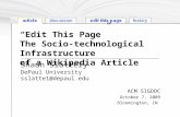Analysis of Wikipedia Editing (socio-technological infrastructure)