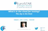 EuroSTAR presentation:  What's in the cloud for testing, the sky is the limit