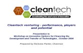 Cleantech venturing - performance, players and potential