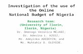 ODDC Context - An Investigation of the use of the Online National Budget of Nigeria