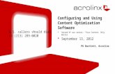 Webinar2: Configuring and Using Content Optimization Software